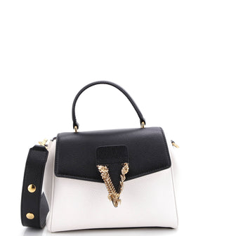 Versace Virtus Convertible Top Handle Bag Leather Small