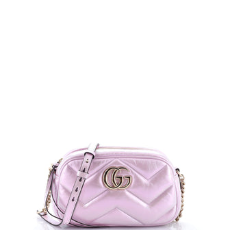 Gucci GG Marmont Shoulder Bag Chevron Iridescent Leather Small
