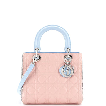 Christian Dior Lady Dior Bag Cannage Quilt Lambskin with Python Medium