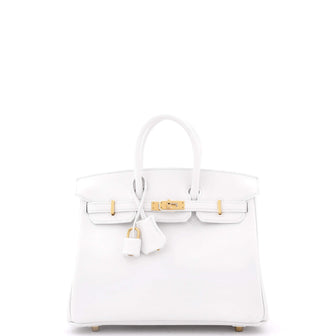 Hermes Birkin Handbag White Swift with Gold Hardware 25
