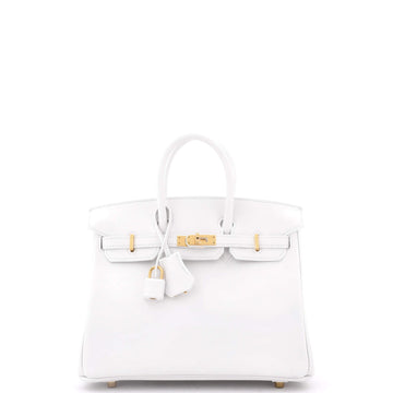 Hermes Birkin Handbag White Swift with Gold Hardware 25