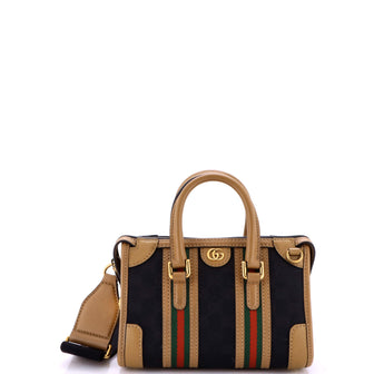 Gucci Bauletto Top Handle Bag GG Canvas and Leather Small
