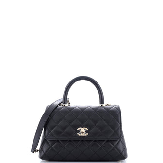 Chanel Coco Top Handle Bag Quilted Caviar Mini