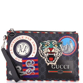 Gucci Night Courrier Pouch GG Coated Canvas with Applique