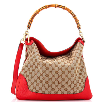 Gucci Diana Bamboo Shoulder Bag GG Canvas Medium