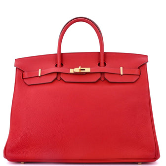 Hermes Birkin Handbag Red Togo with Gold Hardware 40