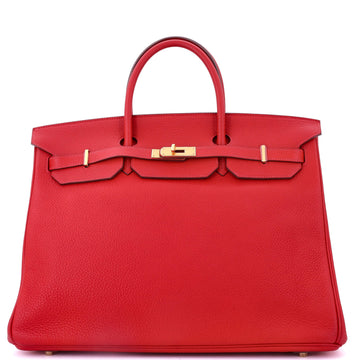 Hermes Birkin Handbag Red Togo with Gold Hardware 40