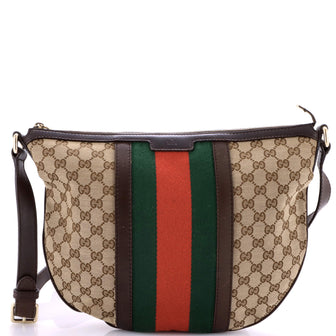 Gucci Vintage Web Saddle Messenger Bag GG Canvas Medium