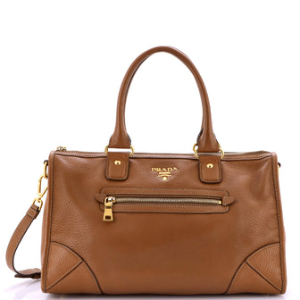 Prada Front Zip Convertible Satchel Vitello Phenix Medium