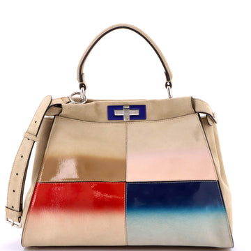 Fendi Color Block Peekaboo Bag Patent and Suede Regular