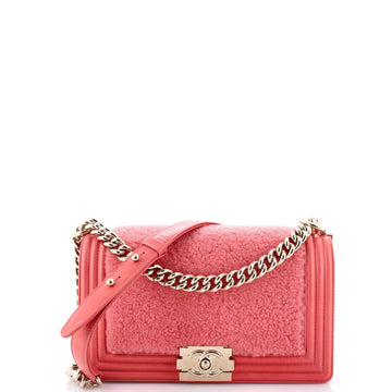 Chanel Boy Flap Bag Shearling with Leather Old Medium