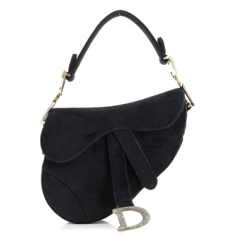 Christian Dior Saddle Handbag Velvet with Crystals Mini