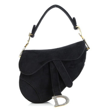 Christian Dior Saddle Handbag Velvet with Crystals Mini