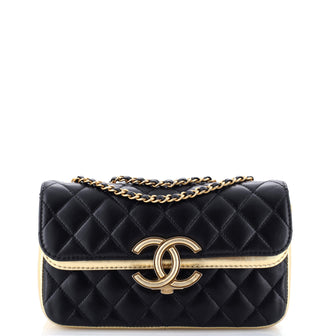 Chanel CC Chic Double Flap Bag Quilted Lambskin Small