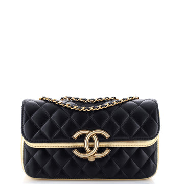 Chanel CC Chic Double Flap Bag Quilted Lambskin Small