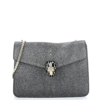 Bvlgari Serpenti Forever Square Shoulder Bag Stingray Small