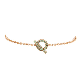 Hermes Finesse Bracelet 18K Rose Gold and Green Sapphires