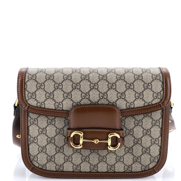 Gucci Horsebit 1955 Shoulder Bag GG Coated Canvas with Leather Small