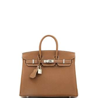 Hermes Birkin Handbag Brown Togo with Palladium Hardware 25