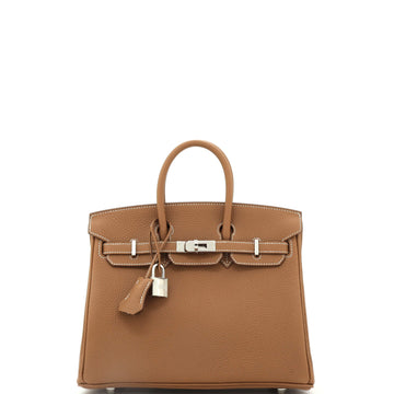 Hermes Birkin Handbag Brown Togo with Palladium Hardware 25