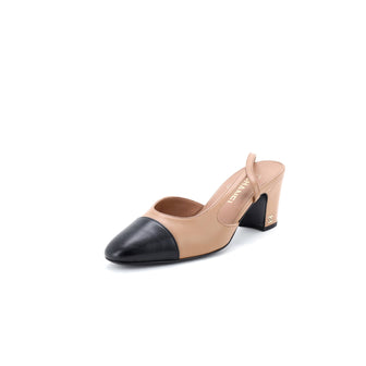 Chanel Women’s Cap Toe Slingback Pumps Leather