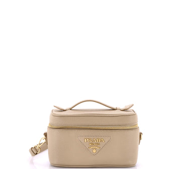 Prada Convertible Top Handle Vanity Shoulder Bag Vitello Daino Mini