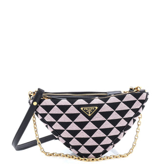 Prada Double Symbole Triangle Bag Leather and Jacquard Mini