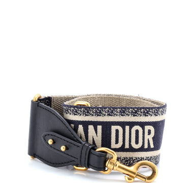 Christian Dior Logo Shoulder Strap Embroidered Canvas