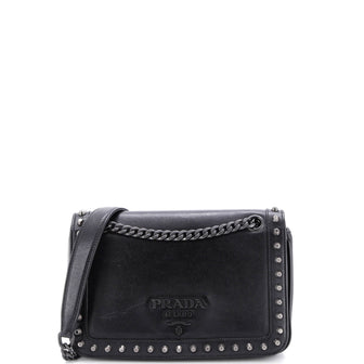 Prada Chain Flap Bag Studded Glace Calf Small