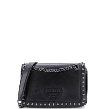 Prada Chain Flap Bag Studded Glace Calf Small
