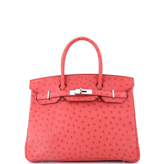 Hermes Birkin Handbag Pink Ostrich with Palladium Hardware 30