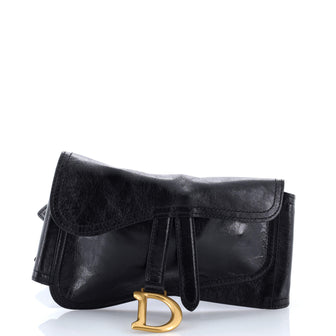 Christian Dior Saddle Double Buckle Belt Bag Leather
