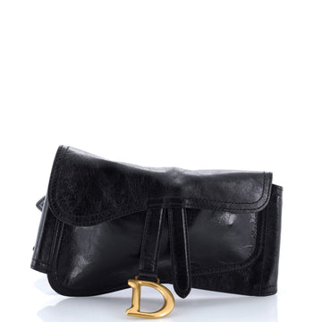 Christian Dior Saddle Double Buckle Belt Bag Leather