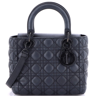 Christian Dior Ultra Matte Lady Dior Bag Cannage Quilt Calfskin Medium