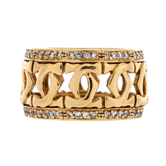 Cartier Entrelaces C de Cartier Band Ring 18K Yellow Gold with Diamonds Wide