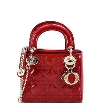 Christian Dior Lady Dior Chain Bag Cannage Quilt Patent Mini