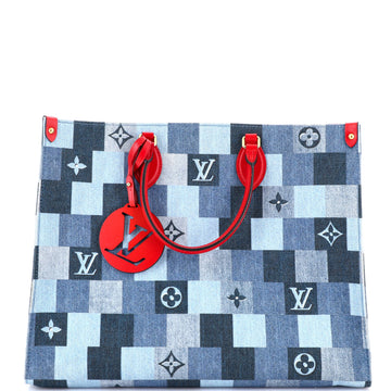 Louis Vuitton OnTheGo Tote Damier and Monogram Patchwork Denim GM