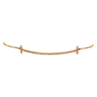 Tiffany & Co. T Smile Chain Bracelet 18K Rose Gold with Diamonds Medium