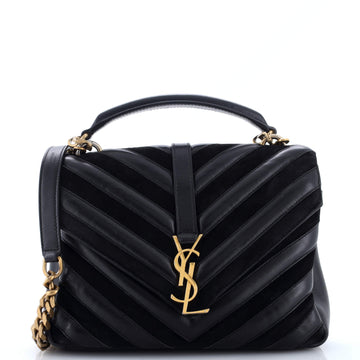 Saint Laurent Classic Monogram College Bag Matelasse Chevron Leather and Suede Medium