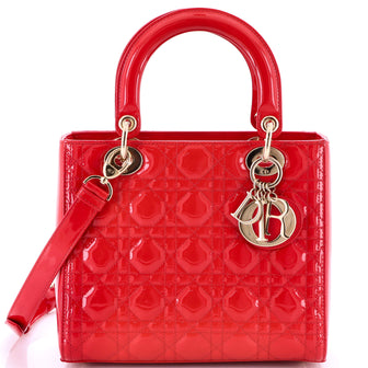 Christian Dior Lady Dior Bag Cannage Quilt Patent Medium