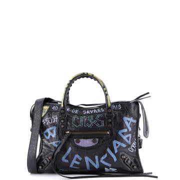Balenciaga City Graffiti Classic Studs Bag Leather Small