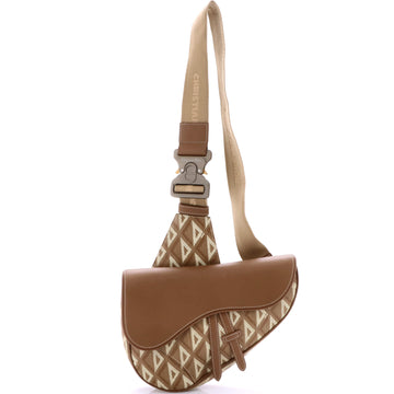 Christian Dior Saddle Crossbody Bag CD Diamond Coated Canvas and Leather