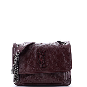 Saint Laurent Niki Chain Flap Bag Matelasse Chevron Leather Baby