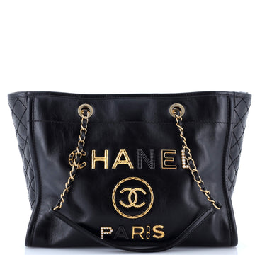 Chanel Deauville Tote Embellished Shiny Calfskin Small