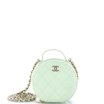 Chanel Handle with Care Round Vanity Case with Chain Quilted Caviar Small
