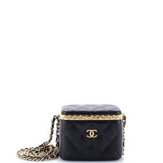 Chanel Lock Frame Vanity Case with Chain Quilted Lambskin Small