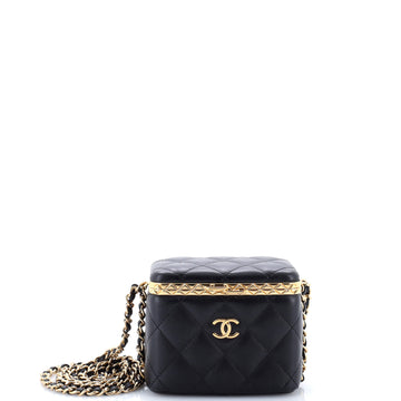 Chanel Lock Frame Vanity Case with Chain Quilted Lambskin Small