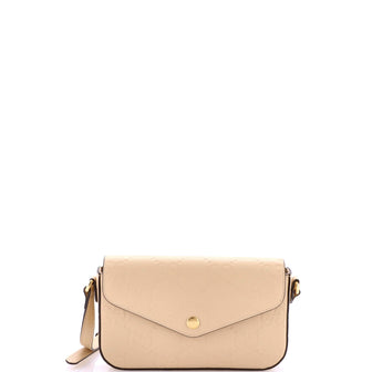 Gucci Envelope Flap Crossbody Bag Jumbo GG Embossed Leather Super Mini