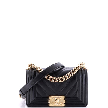 Chanel Boy Flap Bag Chevron Caviar Small