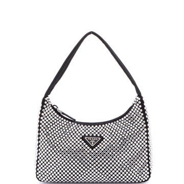 Prada Re-Edition 2000 Hobo Crystal Embellished Satin Mini